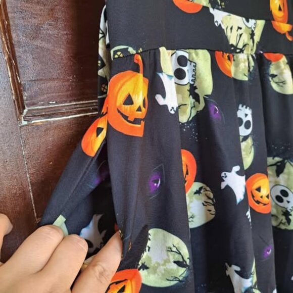 Missjoy Halloween Vintage Tea Rockabilly Sleeveless Jack O’Lantern Dress M Retro - Picture 7 of 11